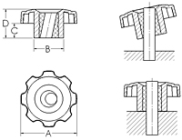 Quick Release Fluted Knob Line Drawing